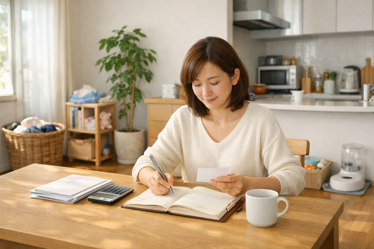 家事や健康、子育て、家計管理など日常の困りごとを整えて解決のヒントを考える家庭の風景